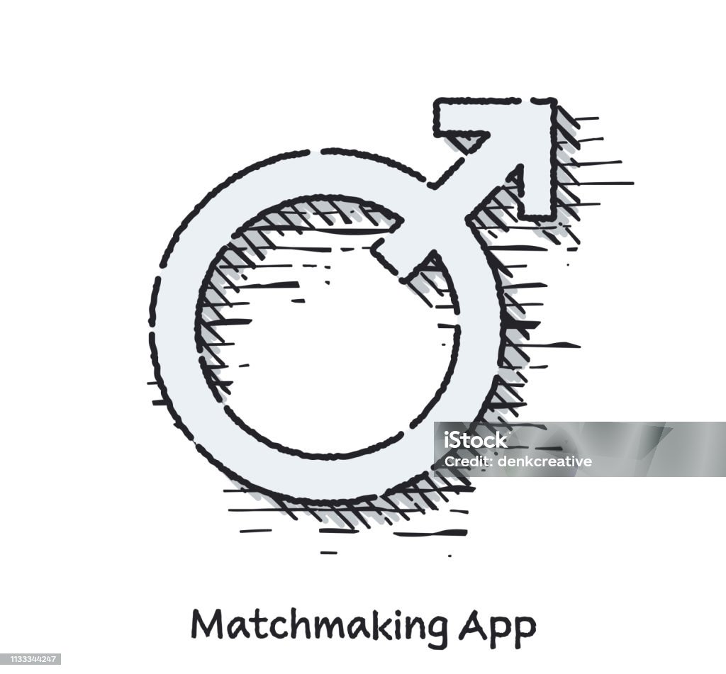 Hand Drawn Matchmaking App Sketch Line Icon for Web Hand drawn line vector illustration of matchmaking app. Doodle sketch isolated with white background. Drawing - Art Product stock vector