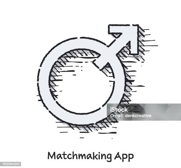 Hand Drawn Matchmaking App Sketch Line Icon For Web Stock Illustration - Download Image Now