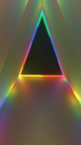 istock Triangle with lines in rainbow colours. White material on the sides. 3d rendering. 1133345497