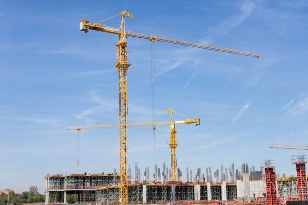 Construction site with cranes. stock photo