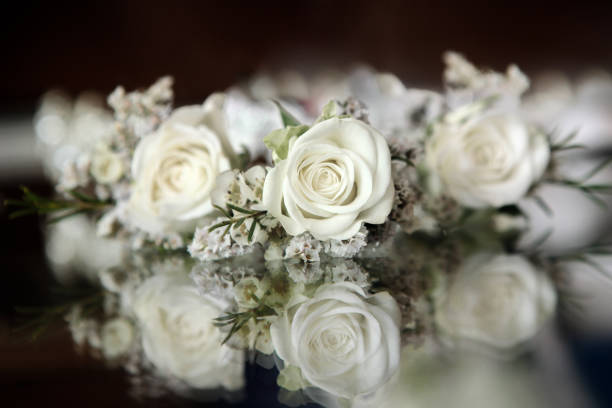 istock Wedding boutonniere with white roses 1133348395