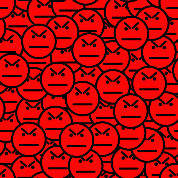 Angry faces seamless pattern Angry faces (angry smile icons) seamless pattern. Anger and protest in a crowd. Vector illustration. crowd of people backgrounds stock illustrations
