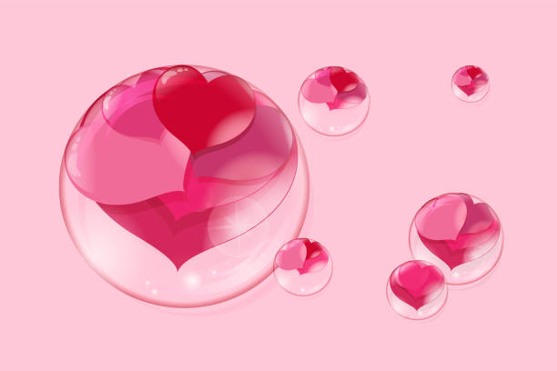 istock red hearts ivnside bubbles on a pink background soap bubble 1133361010