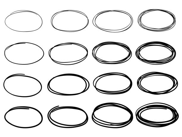 Sketch oval frames. Doodle ellipse, round hand drawn frame and circled doodles isolated vector set Sketch oval frames. Doodle ellipse, round hand drawn frame and circled doodles. Oval brush or highlighter handwritten circle shapes isolated vector symbols set circle hand drawn stock illustrations