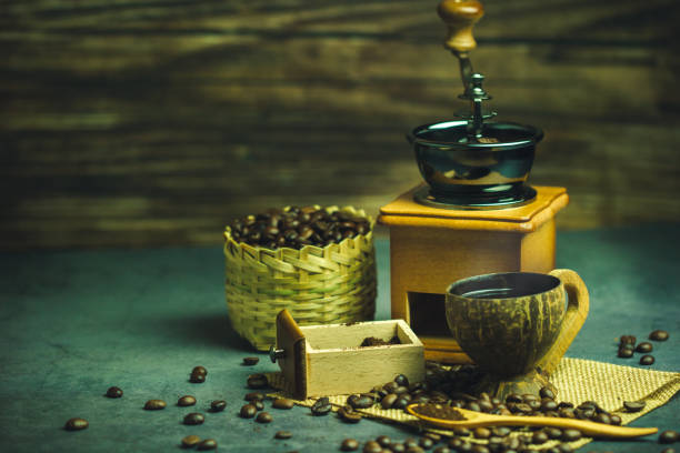 istock Brew black coffee in coconut cup and morning lighting. 1133361364
