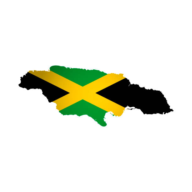 istock Vector isolated simplified illustration icon with silhouette of Jamaica map. National flag 1133362748