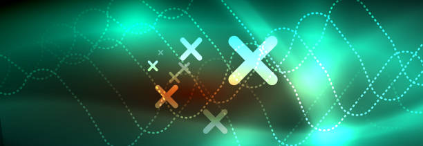 istock Neon glowing techno lines, hi-tech futuristic abstract background template with square shapes 1133362760