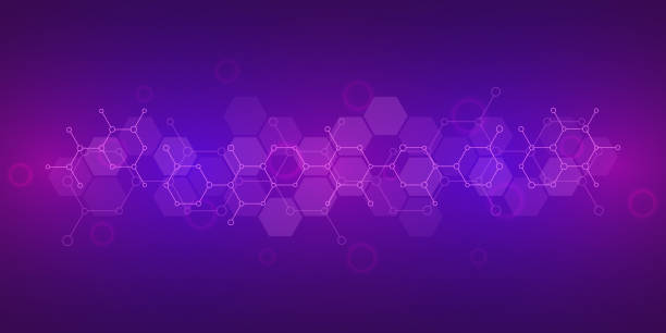 ilustrações, clipart, desenhos animados e ícones de fundo técnico com estruturas moleculars - science backgrounds purple abstract