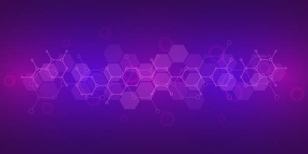 техническое образование с молекулярными структурами - science backgrounds purple abstract stock illustrations