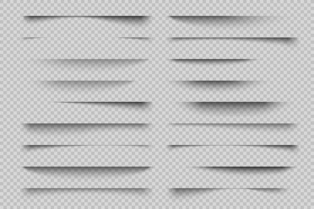 efek bayangan kertas. pembagi halaman transparan bayangan realistis, tab panel situs web, spanduk poster vektor template bayangan - fokus pada bayangan ilustrasi stok