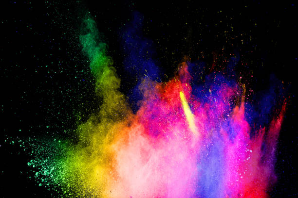istock Multicolored powder explosion on white background.Abstract colorful dust particles textured background. 1133368416