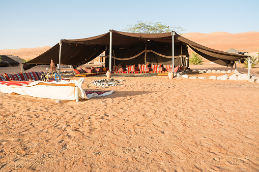 Bedouin tent in the Wahiba Sand Desert in the morning (Oman)