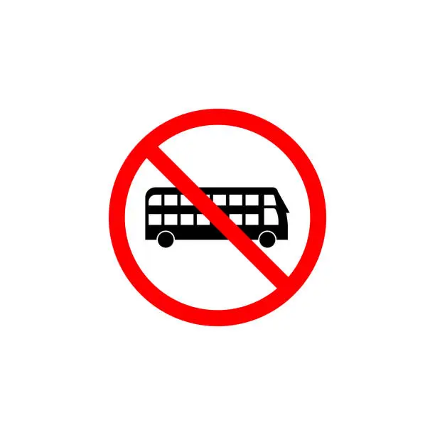Vector illustration of Forbidden bus icon on white background can be used for web, logo, mobile app, UI UX