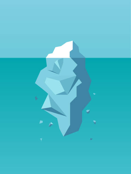 ilustraciones, imágenes clip art, dibujos animados e iconos de stock de vector de un iceberg como símbolo de riesgo de negocio, peligro, desafío - tip of the iceberg