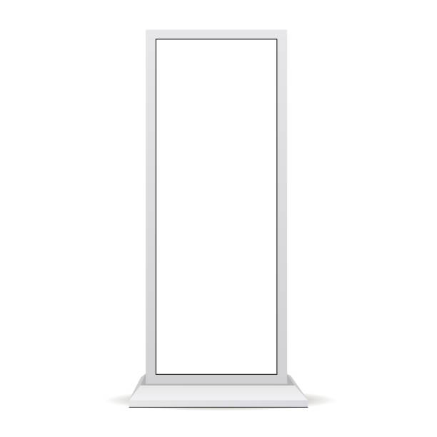 白い背景に隔離されたブランクスクリーンが付いているデジタルサイネージのモックアップ - トーテムポール点のイラスト素材／クリップアート素材／マンガ素材／アイコン素材