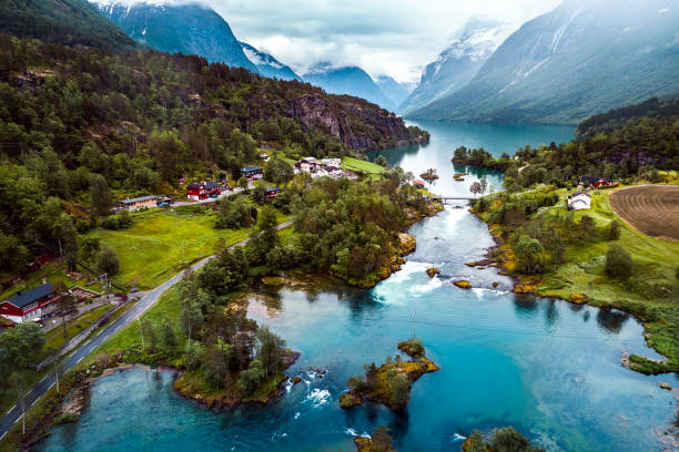 istock lovatnet lake Beautiful Nature Norway. 1133376280