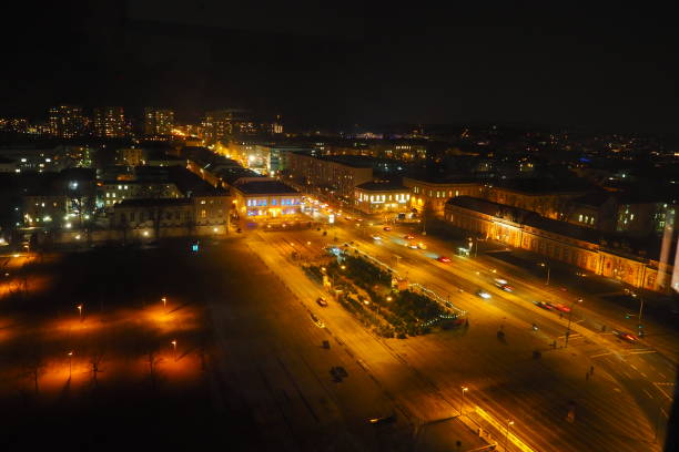 potsdam wide street dall'alto - winter city germany brandenburg foto e immagini stock