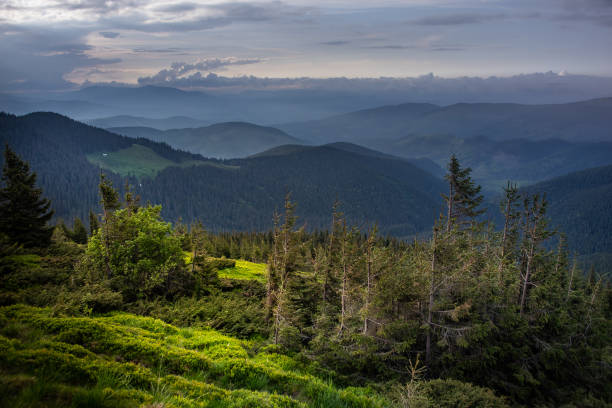 Ukrainian Carpathian landscape with clouds Ukrainian Carpathian landscape with clouds горная гряда stock pictures, royalty-free photos & images