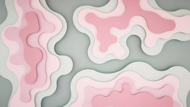 istock Light pink and light gray for artwork background or backdrop- Wavy pastel color paper cut style and craft style- Artwork pastel wave and empty space for add message - 3D Illustration 1133381101