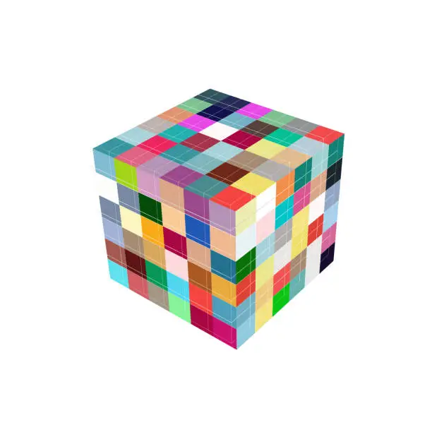 Vector illustration of color 3D cube pattern for design