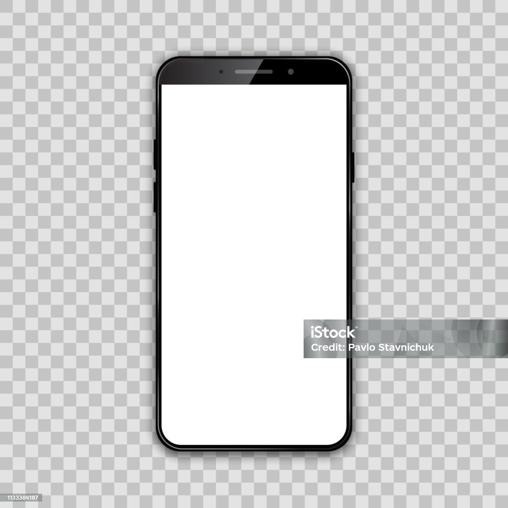 Black smartphone with white empty touch screen - vector - Royalty-free Telefone Móvel arte vetorial