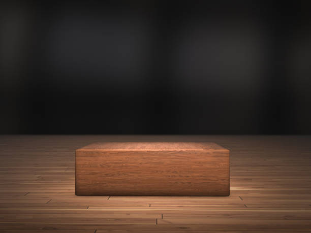 Wooden pedestal for display,Platform for design,Blank product stand.3D rendering.