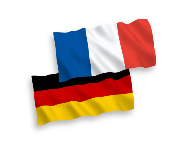 illustrazioni stock, clip art, cartoni animati e icone di tendenza di bandiere di francia e germania su sfondo bianco - france germany flag white background