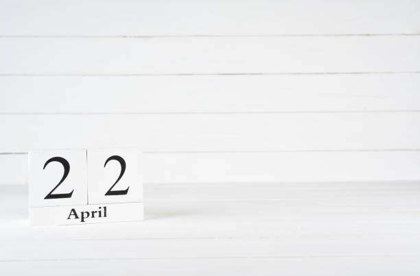 April 22nd, Day 22 of month, Birthday, Anniversary, wooden block calendar on white wooden background with copy space for text. April 22nd, Day 22 of month, World Earth Day, Birthday, Anniversary, wooden block calendar on white wooden background with copy space for text. 22nd april stock pictures, royalty-free photos & images