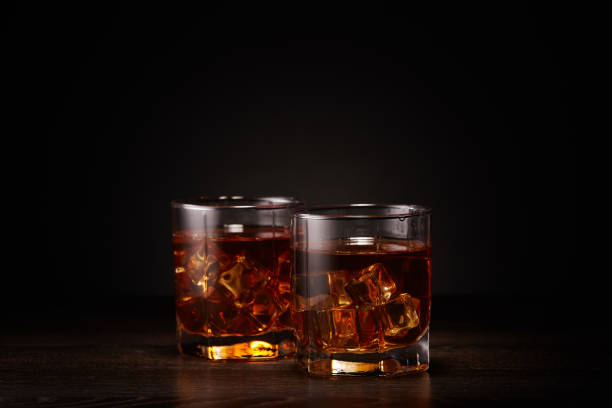 Glasses of whisky with ices