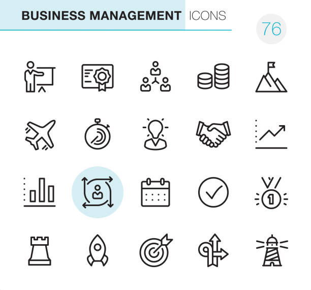 business management-pixel perfekte icons - schaltuhr grafiken stock-grafiken, -clipart, -cartoons und -symbole