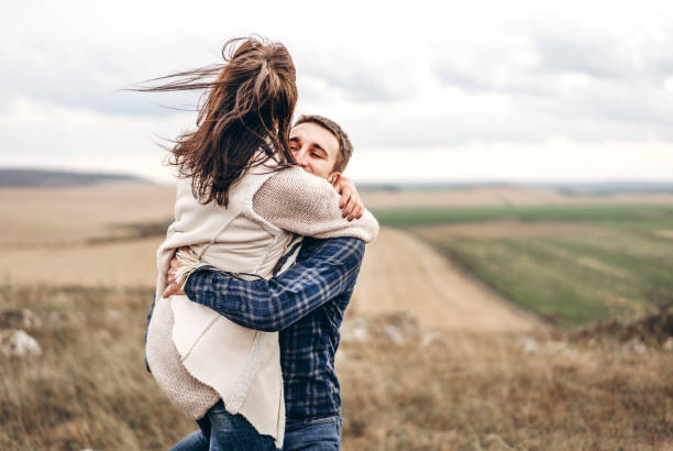 istock Romantic pretty young couple have fun outdoor. 1133392238