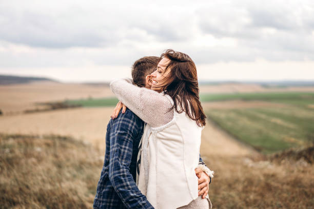 istock Romantic pretty young couple have fun outdoor. 1133392255