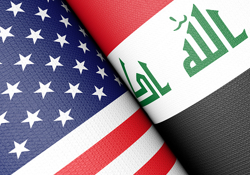 American And Iraqi Flag Pair