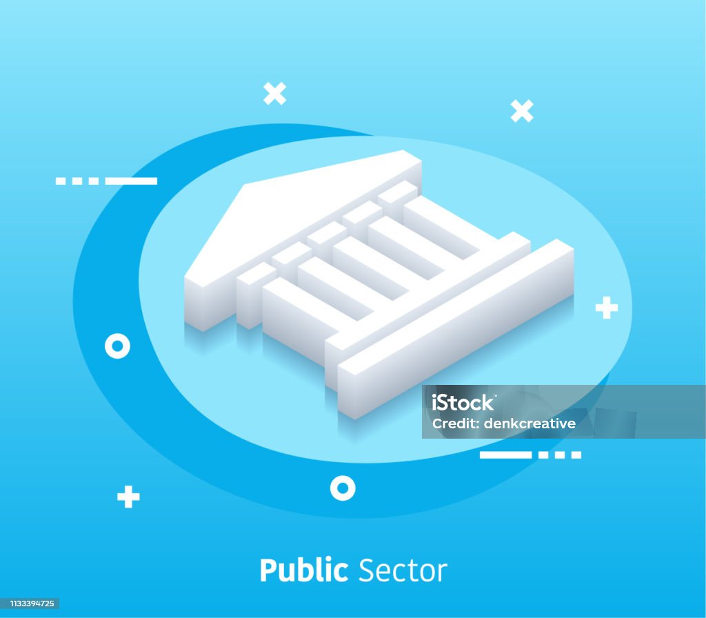 Isometric Public Sector Vector Web Banner & Icon Design Public sector isometric design concept with modern style gradients. Vector design elements useful for web banner or poster. Government stock vector