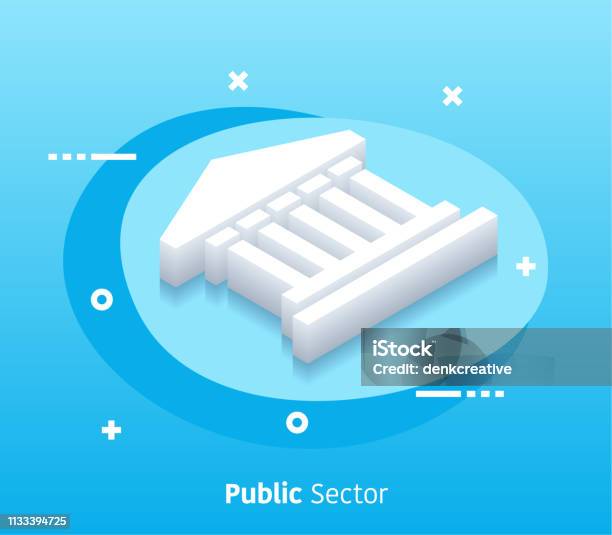 Isometric Public Sector Vector Web Banner Icon Design Stock Illustration - Download Image Now