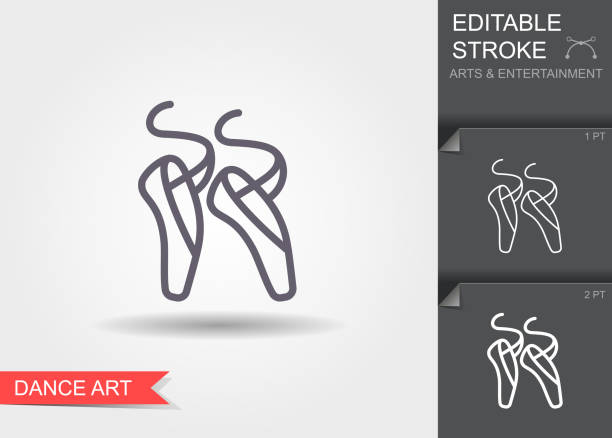 Ballet pointes. Line icon with editable stroke. Linear art symbol Ballet pointes. Line icon with editable stroke. Linear art symbol ballet stock illustrations
