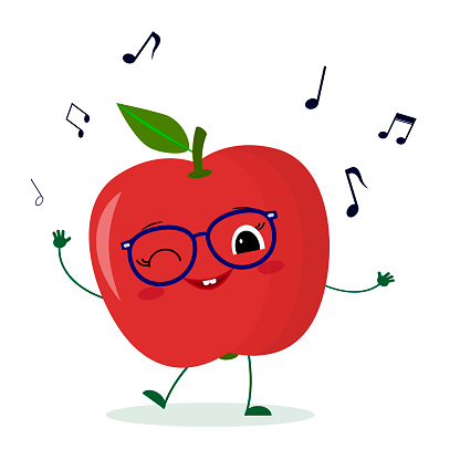 Ilustración de Lindo Personaje De Dibujos Animados De Manzana Roja En Vasos Baila A La Música Logotipo Plantilla Diseño Ilustración Vectorial Un Estilo Plano y más Vectores Libres de Derechos de Alegría - Ilustración de Lindo Personaje De Dibujos Animados De Manzana Roja En Vasos Baila A La Música Logotipo Plantilla Diseño Ilustración Vectorial Un Estilo Plano y más Vectores Libres de Derechos de Alegría -