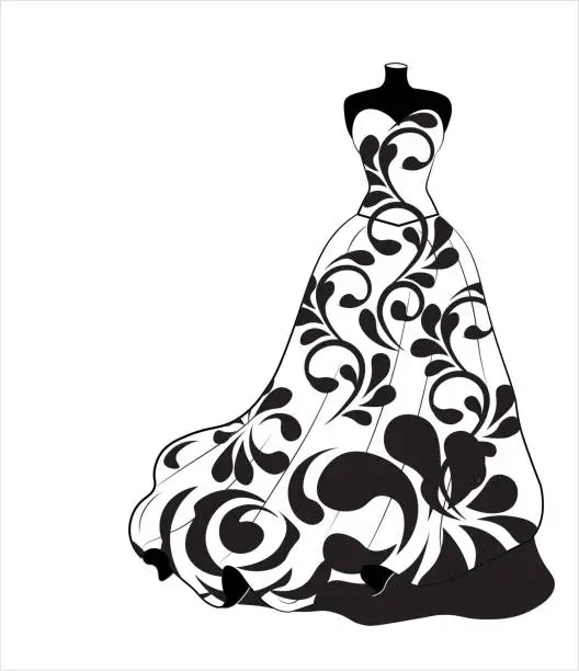 Vector illustration of wedding flower dress
