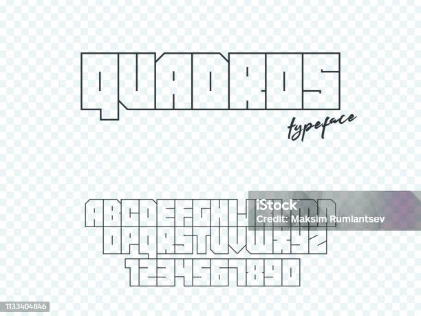 Latin Block Text Vector Square Block Font Latin Alphabet Letters And Numbers Stock ...