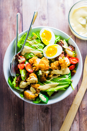 Easy healthy dinner- cobb salad with chicken tenders.