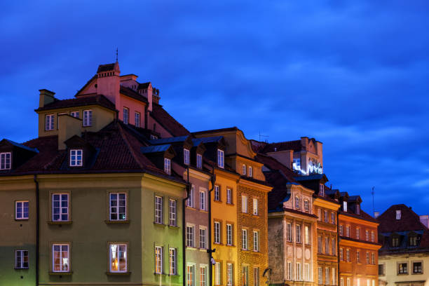istock Old Town Houses in Warsaw at Night 1133408949