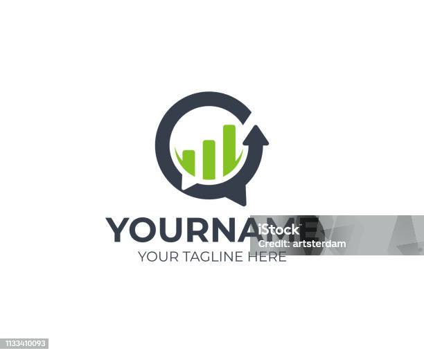 Business Consulting Design Speech Bubble And Growth Graph Vector Design Consult Design Stock Illustration - Download Image Now