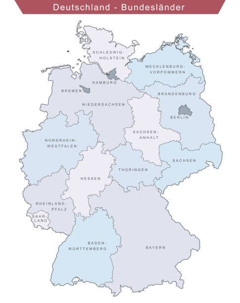 deutschlandkarte-deutsche namen - bundesländer stock-grafiken, -clipart, -cartoons und -symbole