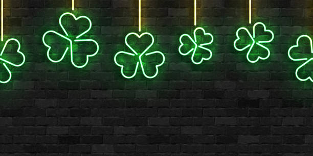 istock Vector realistic isolated neon sign of Clover seamless pattern logo for template decoration and covering on the wall background. Concept of Happy St. Patrick's Day. 1133410316