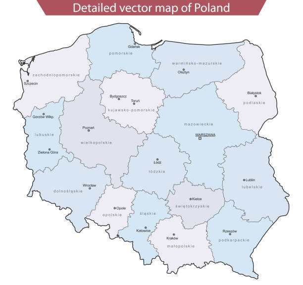 폴란드의 상세한 벡터 지도 - lesser poland stock illustrations