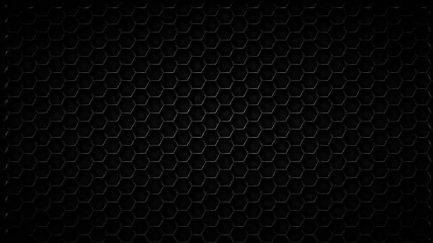 Vector illustration of Abstract black texture background hexagon