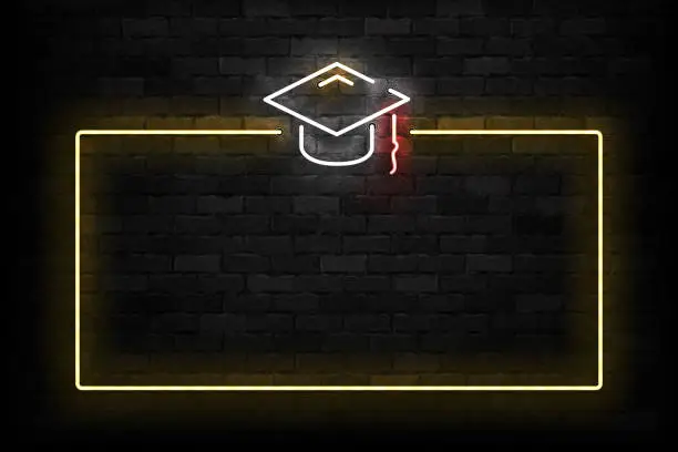 Vector illustration of Vector realistic isolated neon sign of Graduation frame logo for template decoration and layout covering on the wall background.