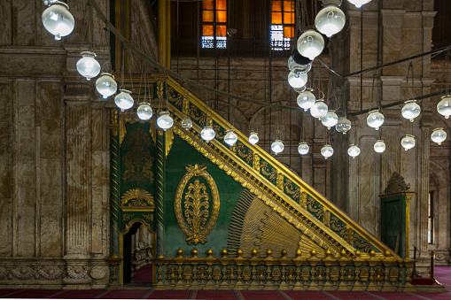 Interior of Muhammad Ali's mosque in Cairo, Egypt