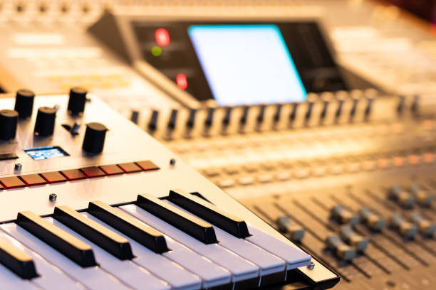 istock keyboard synthesizer and digital audio mixing console 1133413358