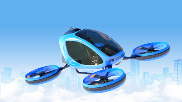 istock Passenger Drone flying in front of buildings. 1133414749